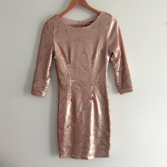 Lulu's Delightful Ways Rose Gold Sequin Dress - Picture 2 of 5